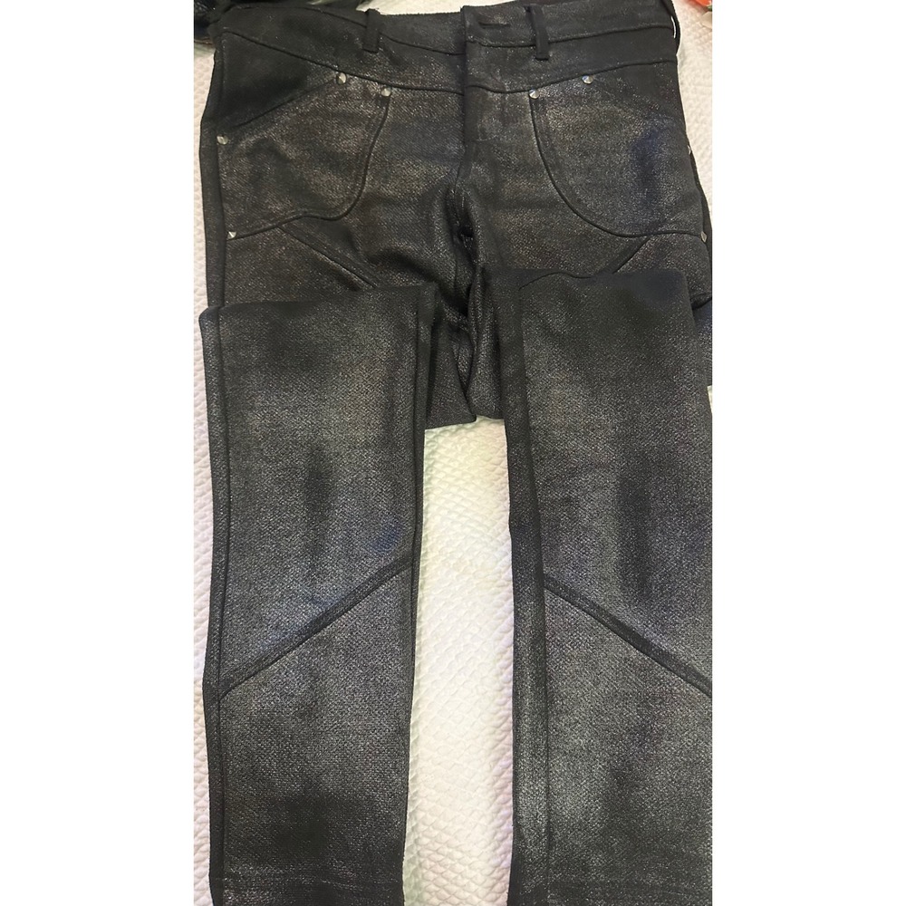 Free People Moto Leggings Metallic Black Detail Skinny Pants Sz‎ 26 retails $225 - Picture 2 of 4